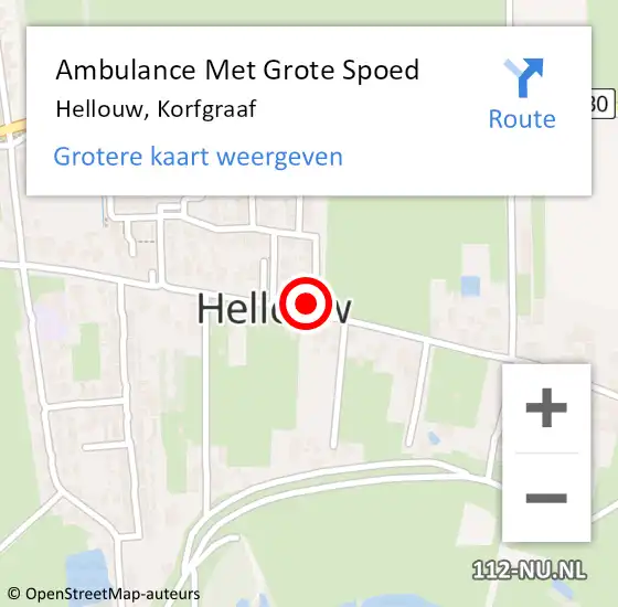 Locatie op kaart van de 112 melding: Ambulance Met Grote Spoed Naar Hellouw, Korfgraaf op 7 september 2021 15:37