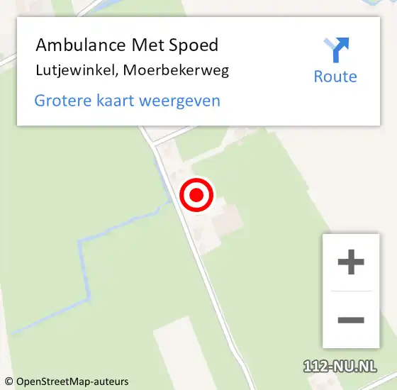 Locatie op kaart van de 112 melding: Ambulance Met Spoed Naar Lutjewinkel, Moerbekerweg op 7 september 2021 16:41