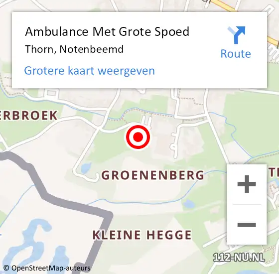 Locatie op kaart van de 112 melding: Ambulance Met Grote Spoed Naar Thorn, Notenbeemd op 7 september 2021 18:01