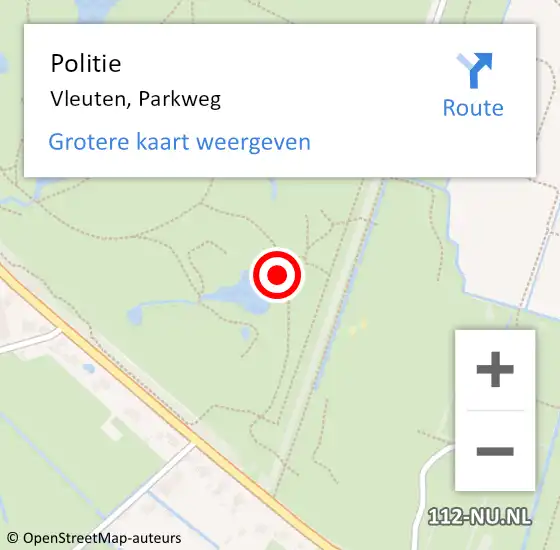 Locatie op kaart van de 112 melding: Politie Vleuten, Parkweg op 7 september 2021 18:08