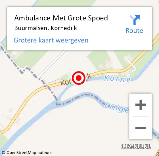 Locatie op kaart van de 112 melding: Ambulance Met Grote Spoed Naar Buurmalsen, Kornedijk op 7 september 2021 18:28