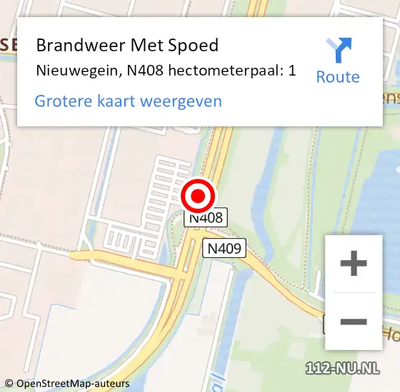 Locatie op kaart van de 112 melding: Brandweer Met Spoed Naar Nieuwegein, N408 hectometerpaal: 1 op 7 september 2021 18:29