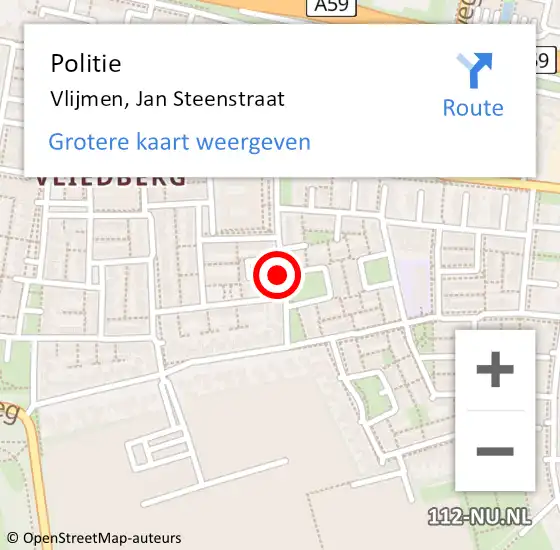 Locatie op kaart van de 112 melding: Politie Vlijmen, Jan Steenstraat op 7 september 2021 18:54