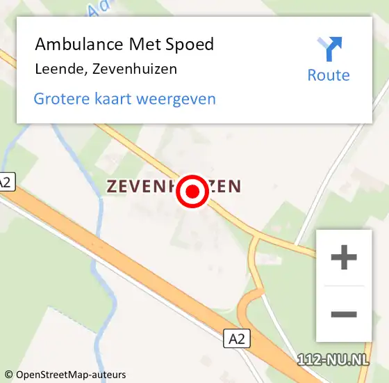 Locatie op kaart van de 112 melding: Ambulance Met Spoed Naar Leende, Zevenhuizen op 7 september 2021 19:10