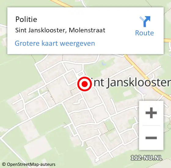 Locatie op kaart van de 112 melding: Politie Sint Jansklooster, Molenstraat op 7 september 2021 21:11