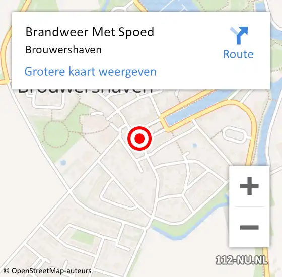 Locatie op kaart van de 112 melding: Brandweer Met Spoed Naar Brouwershaven op 7 september 2021 21:29