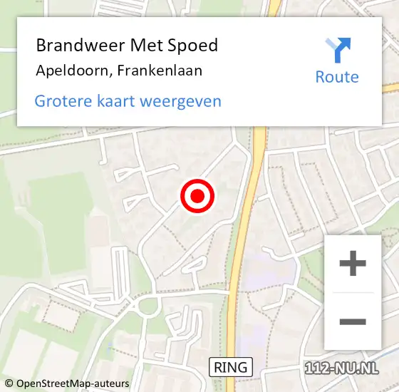 Locatie op kaart van de 112 melding: Brandweer Met Spoed Naar Apeldoorn, Frankenlaan op 7 september 2021 23:14