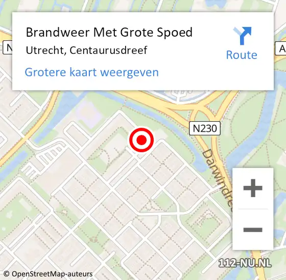Locatie op kaart van de 112 melding: Brandweer Met Grote Spoed Naar Utrecht, Centaurusdreef op 8 september 2021 03:34