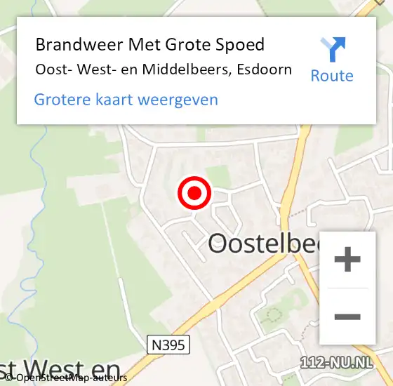 Locatie op kaart van de 112 melding: Brandweer Met Grote Spoed Naar Oost- West- en Middelbeers, Esdoorn op 8 september 2021 04:33