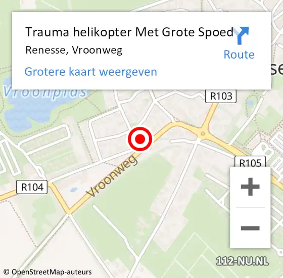 Locatie op kaart van de 112 melding: Trauma helikopter Met Grote Spoed Naar Renesse, Vroonweg op 8 september 2021 07:12