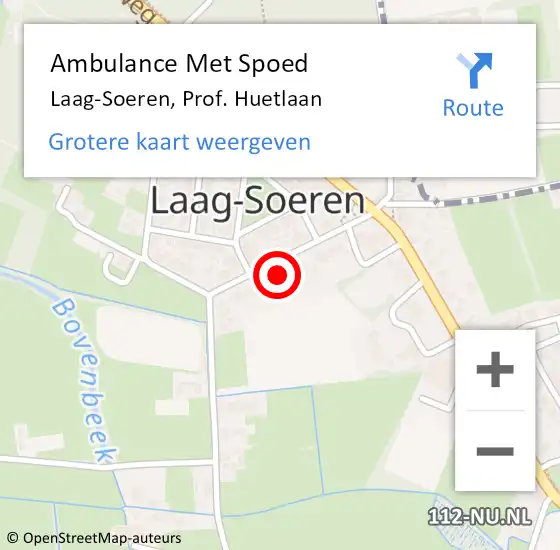 Locatie op kaart van de 112 melding: Ambulance Met Spoed Naar Laag-Soeren, Prof. Huetlaan op 8 september 2021 07:59