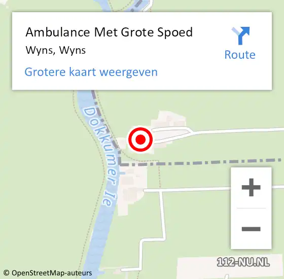 Locatie op kaart van de 112 melding: Ambulance Met Grote Spoed Naar Wyns, Wyns op 8 september 2021 08:15