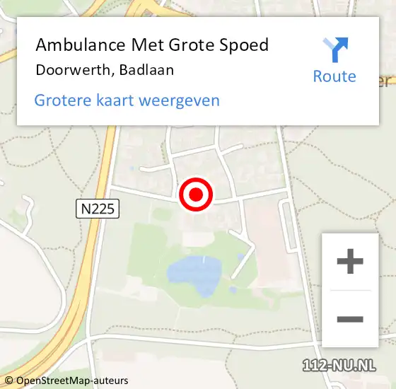 Locatie op kaart van de 112 melding: Ambulance Met Grote Spoed Naar Doorwerth, Badlaan op 8 september 2021 12:26