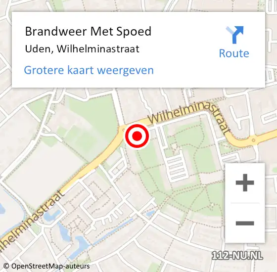Locatie op kaart van de 112 melding: Brandweer Met Spoed Naar Uden, Wilhelminastraat op 8 september 2021 13:16