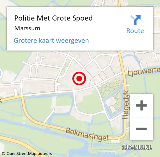 Locatie op kaart van de 112 melding: Politie Met Grote Spoed Naar Marssum op 8 september 2021 13:27