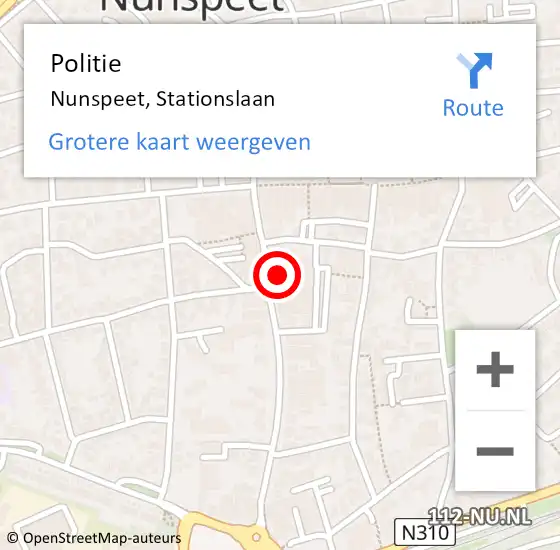 Locatie op kaart van de 112 melding: Politie Nunspeet, Stationslaan op 8 september 2021 14:03