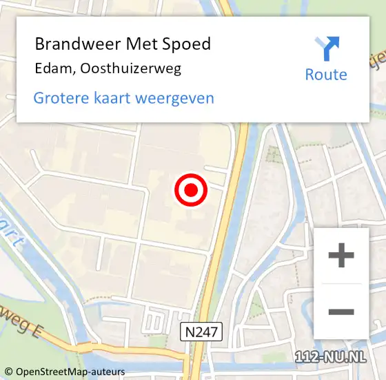 Locatie op kaart van de 112 melding: Brandweer Met Spoed Naar Edam, Oosthuizerweg op 8 september 2021 14:11