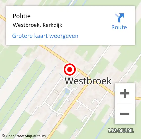 Locatie op kaart van de 112 melding: Politie Westbroek, Kerkdijk op 8 september 2021 14:38
