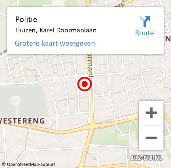Locatie op kaart van de 112 melding: Politie Huizen, Karel Doormanlaan op 8 september 2021 15:44