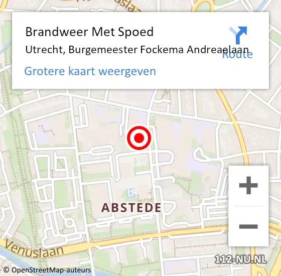 Locatie op kaart van de 112 melding: Brandweer Met Spoed Naar Utrecht, Burgemeester Fockema Andreaelaan op 8 september 2021 15:52
