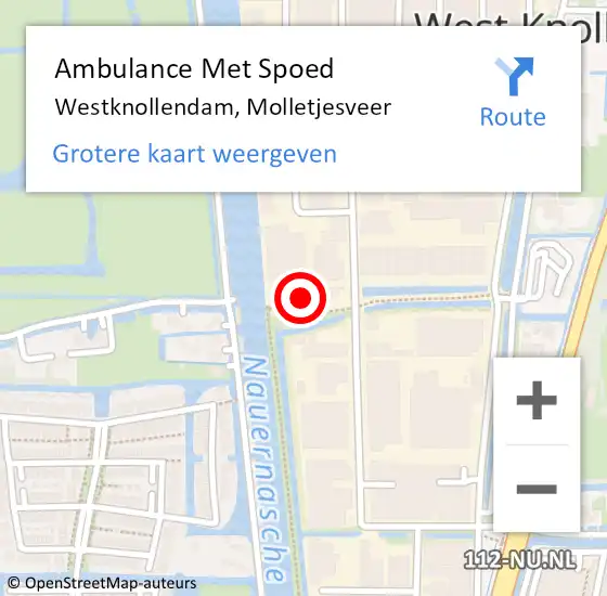 Locatie op kaart van de 112 melding: Ambulance Met Spoed Naar Westknollendam, Molletjesveer op 8 september 2021 16:16
