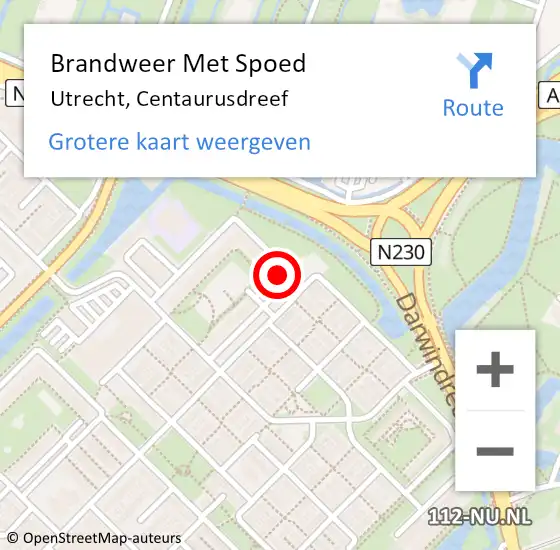 Locatie op kaart van de 112 melding: Brandweer Met Spoed Naar Utrecht, Centaurusdreef op 8 september 2021 16:46