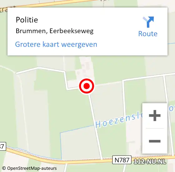 Locatie op kaart van de 112 melding: Politie Brummen, Eerbeekseweg op 8 september 2021 17:36