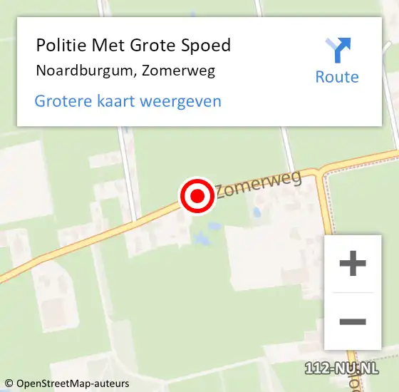 Locatie op kaart van de 112 melding: Politie Met Grote Spoed Naar Noardburgum, Zomerweg op 8 september 2021 18:30