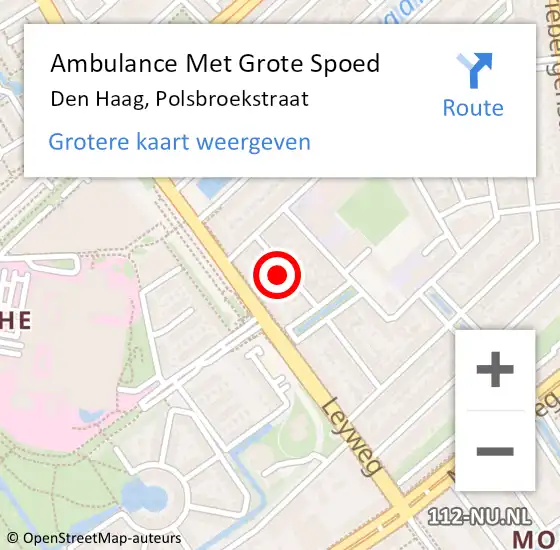 Locatie op kaart van de 112 melding: Ambulance Met Grote Spoed Naar Den Haag, Polsbroekstraat op 8 september 2021 19:25