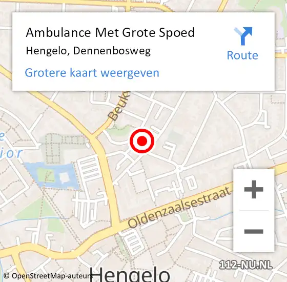 Locatie op kaart van de 112 melding: Ambulance Met Grote Spoed Naar Hengelo, Dennenbosweg op 8 september 2021 19:42