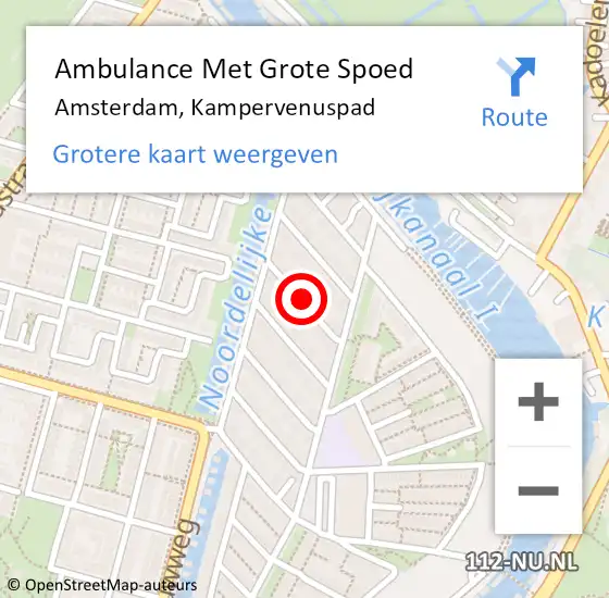 Locatie op kaart van de 112 melding: Ambulance Met Grote Spoed Naar Amsterdam, Kampervenuspad op 9 september 2021 01:51