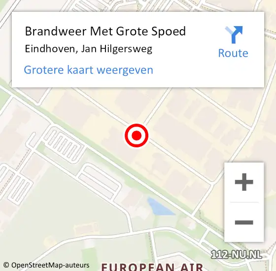Locatie op kaart van de 112 melding: Brandweer Met Grote Spoed Naar Eindhoven, Jan Hilgersweg op 9 september 2021 05:01
