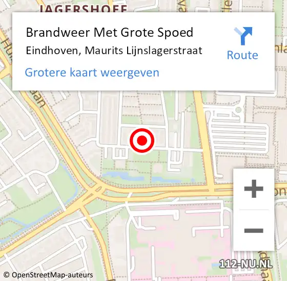 Locatie op kaart van de 112 melding: Brandweer Met Grote Spoed Naar Eindhoven, Maurits Lijnslagerstraat op 9 september 2021 12:04