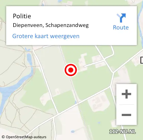 Locatie op kaart van de 112 melding: Politie Diepenveen, Schapenzandweg op 9 september 2021 16:04