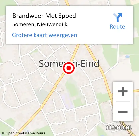 Locatie op kaart van de 112 melding: Brandweer Met Spoed Naar Someren, Nieuwendijk op 9 september 2021 16:12