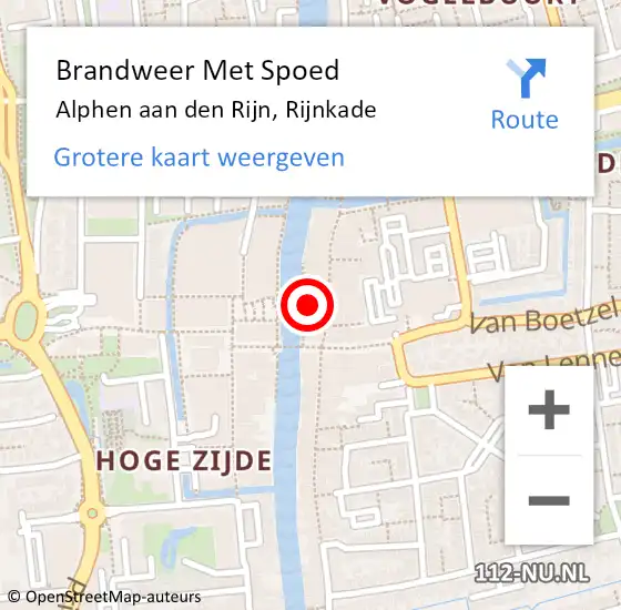 Locatie op kaart van de 112 melding: Brandweer Met Spoed Naar Alphen aan den Rijn, Rijnkade op 9 september 2021 19:33