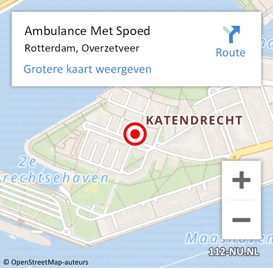 Locatie op kaart van de 112 melding: Ambulance Met Spoed Naar Rotterdam, Overzetveer op 9 september 2021 22:21