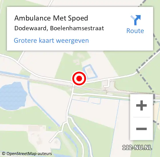 Locatie op kaart van de 112 melding: Ambulance Met Spoed Naar Dodewaard, Boelenhamsestraat op 10 september 2021 09:49