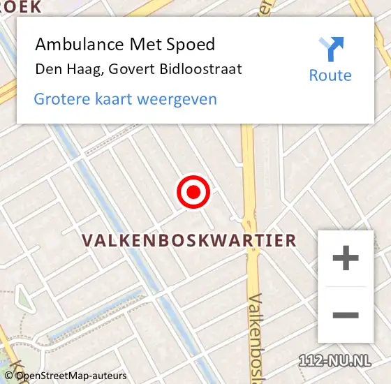 Locatie op kaart van de 112 melding: Ambulance Met Spoed Naar Den Haag, Govert Bidloostraat op 10 september 2021 10:03