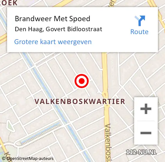 Locatie op kaart van de 112 melding: Brandweer Met Spoed Naar Den Haag, Govert Bidloostraat op 10 september 2021 10:32