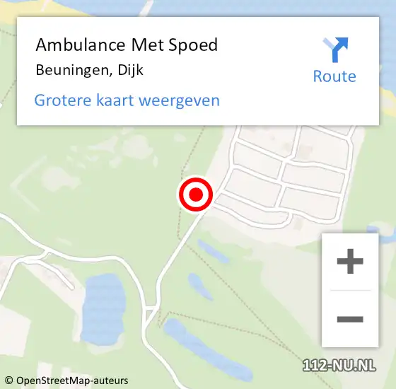 Locatie op kaart van de 112 melding: Ambulance Met Spoed Naar Beuningen, Dijk op 10 september 2021 10:54