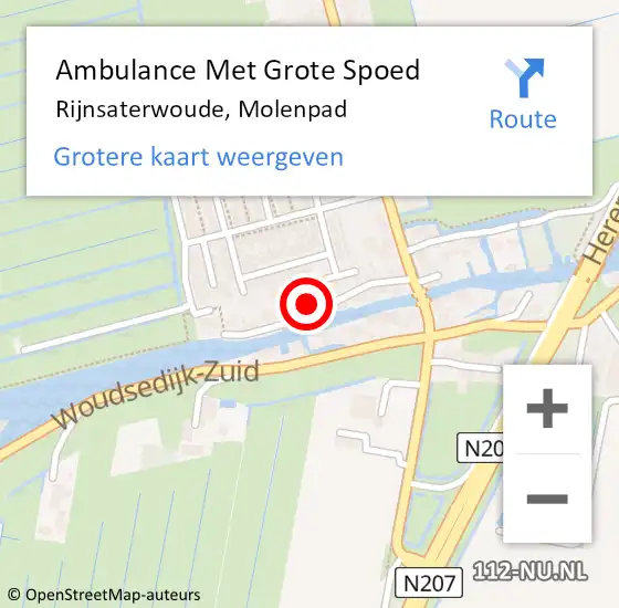 Locatie op kaart van de 112 melding: Ambulance Met Grote Spoed Naar Rijnsaterwoude, Molenpad op 10 september 2021 11:00