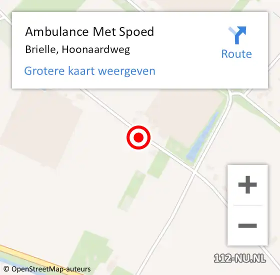 Locatie op kaart van de 112 melding: Ambulance Met Spoed Naar Brielle, Hoonaardweg op 10 september 2021 11:14