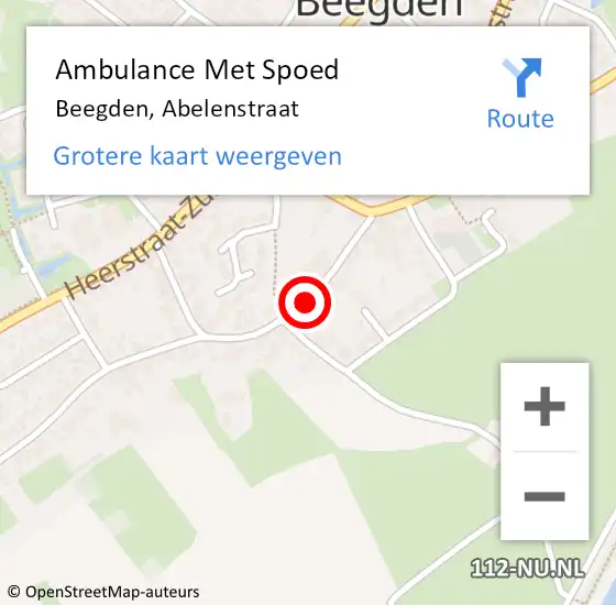Locatie op kaart van de 112 melding: Ambulance Met Spoed Naar Beegden, Abelenstraat op 10 september 2021 13:38