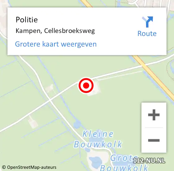 Locatie op kaart van de 112 melding: Politie Kampen, Cellesbroeksweg op 10 september 2021 14:18