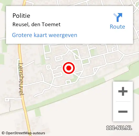 Locatie op kaart van de 112 melding: Politie Reusel, den Toemet op 10 september 2021 17:25