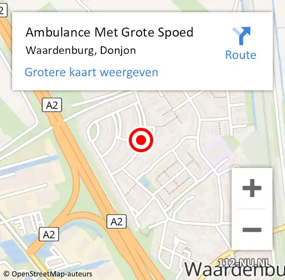 Locatie op kaart van de 112 melding: Ambulance Met Grote Spoed Naar Waardenburg, Donjon op 10 september 2021 18:13