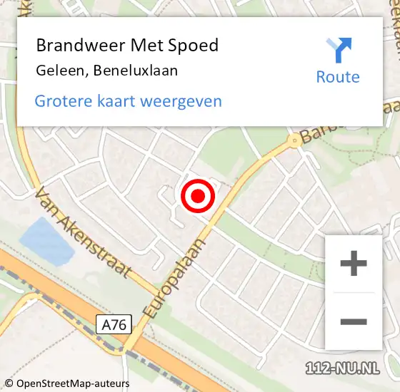 Locatie op kaart van de 112 melding: Brandweer Met Spoed Naar Geleen, Beneluxlaan op 10 september 2021 22:24