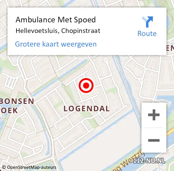 Locatie op kaart van de 112 melding: Ambulance Met Spoed Naar Hellevoetsluis, Chopinstraat op 10 september 2021 23:48