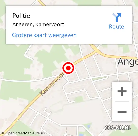 Locatie op kaart van de 112 melding: Politie Angeren, Kamervoort op 11 september 2021 00:07